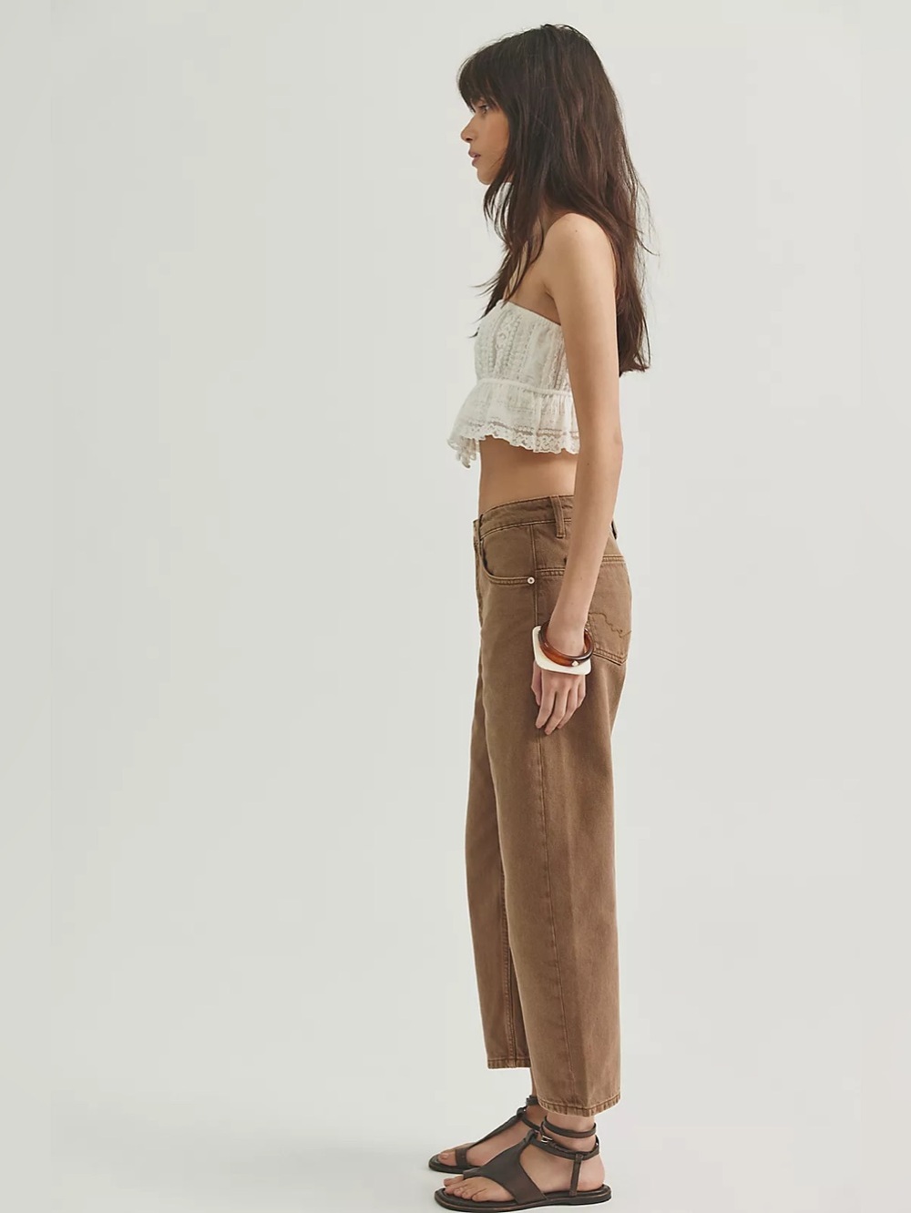 NWT FREE PEOPLE WE THE FREE Deep Trance Dropped Boyfriend | Chocolate Mousse - Picture 2 of 10